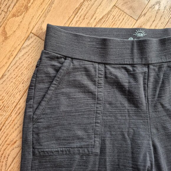 T by Talbots UPF 50+ Slub Terry Wide Leg Crops Black M/P - Picture 2 of 9